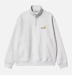 CARHARTT WIP American Scrip Half Zip Ash He* Sweatshirts & Fleeces