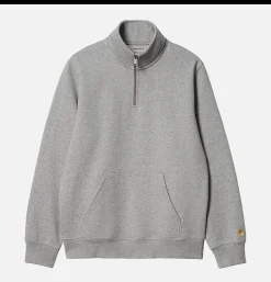 CARHARTT WIP Chase Neck Zip Sweat Grey Heather* Sweatshirts & Fleeces