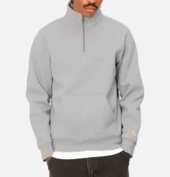 CARHARTT WIP Chase Neck Zip Sweat Grey Heather* Sweatshirts & Fleeces