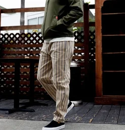 COOKMAN Chef Pant Stripe Beige Blue* Works Pant