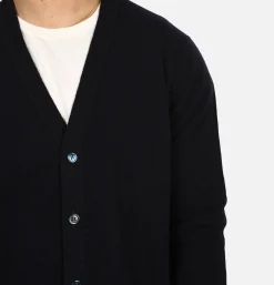 WILLIAM LOCKIE Lambswool Cardigan Navy* Knitwear