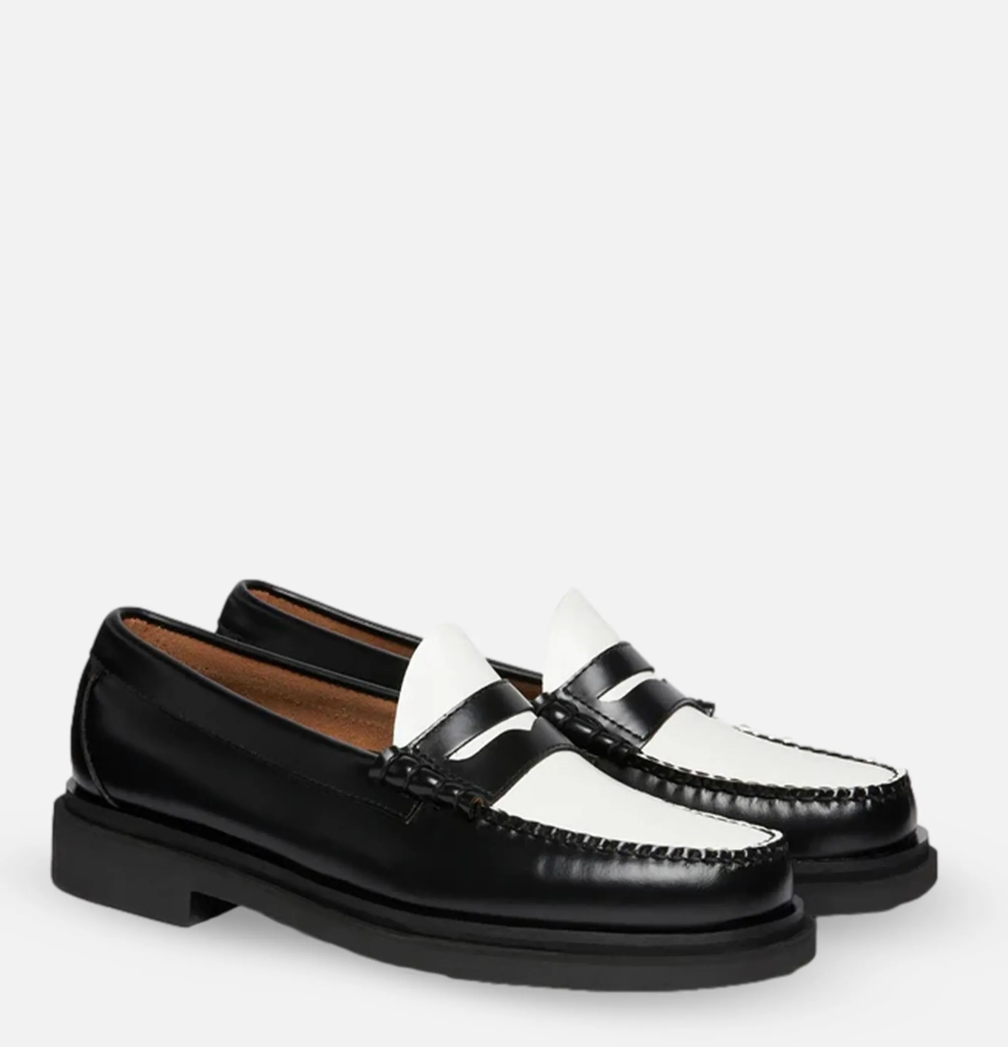 G.H. BASS Loafer Weejun Step Larson Black White* Mocassins