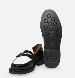 G.H. BASS Loafer Weejun Step Larson Black White* Mocassins