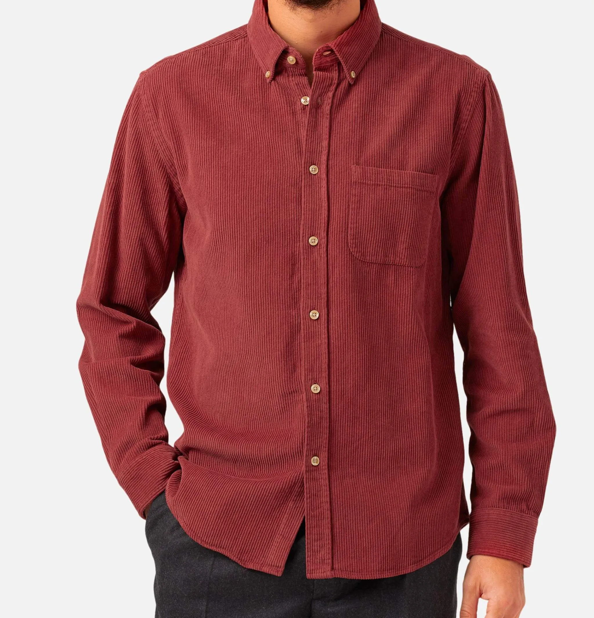 PORTUGUESE FLANNEL Lobo Cord Shirt Bordeaux* Shirts & Polos