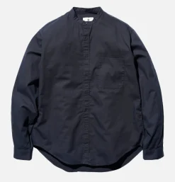 SNOW PEAK Poplin Stand Collar Shirt Navy* Shirts & Polos