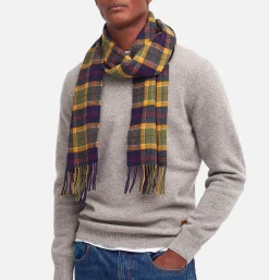 BARBOUR Tartan Lambswool Scarf Green Navy Ocre* Gloves • Beanies • Scarves