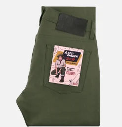 NAKED & FAMOUS Weird Guy Army Green Duck Sel* Jeans