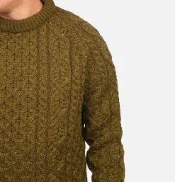 PEREGRINE Wool Hudson Aran Knit Khaki* Knitwear