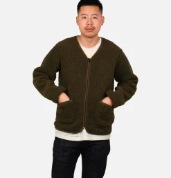 COLDBREAKER Zip Up Vee Cardigan Khaki* Sweatshirts & Fleeces